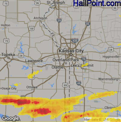Hail Map for Shawnee, KS Region on May 26, 2017