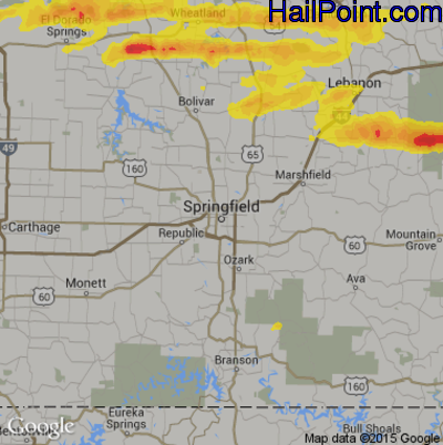 Hail Map for Springfield, MO Region on May 26, 2017