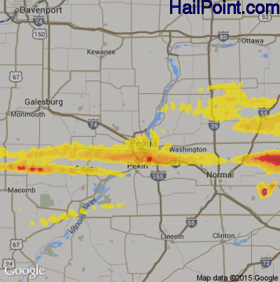 Hail Map for Peoria, IL Region on May 26, 2017