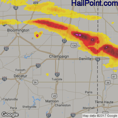 Hail Map for Champaign, IL Region on May 26, 2017