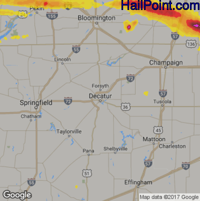 Hail Map for Decatur, IL Region on May 26, 2017