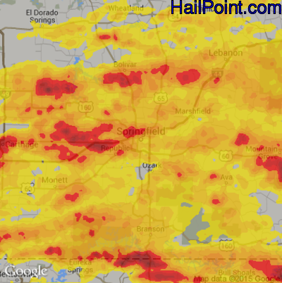 Hail Map for Springfield, MO Region on May 27, 2017