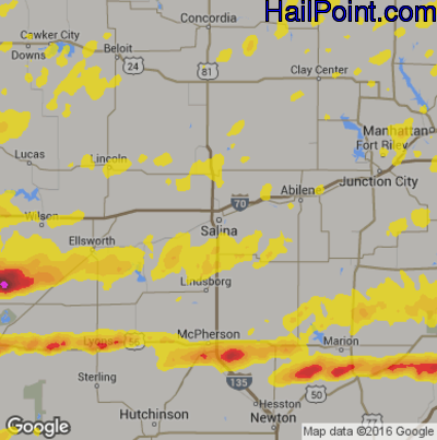 Hail Map for Salina, KS Region on May 27, 2017
