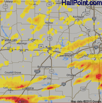 Hail Map for Topeka, KS Region on May 27, 2017 
