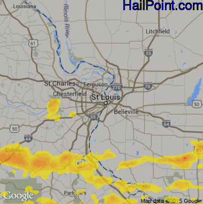 Hail Map for St. Louis, MO Region on May 27, 2017