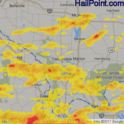 Hail Map for Carbondale, IL Region on May 27, 2017