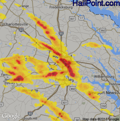 Hail Map for Richmond, VA Region on May 27, 2017