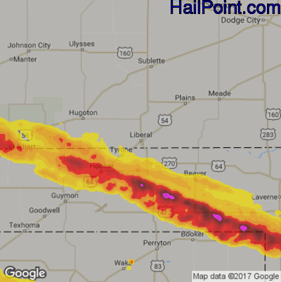 Hail Map for Liberal, KS Region on May 28, 2017