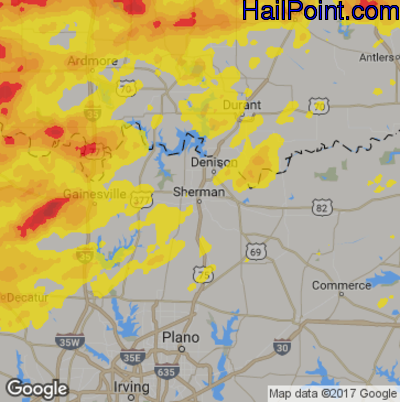 Hail Map for Sherman, TX Region on May 28, 2017