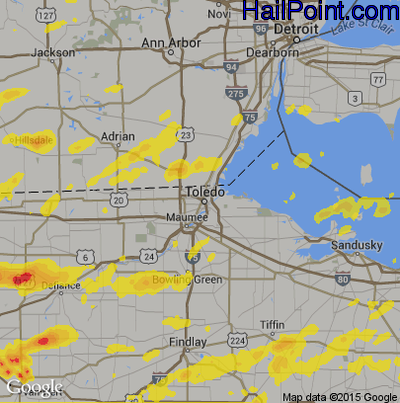 Hail Map for Toledo, OH Region on May 28, 2017