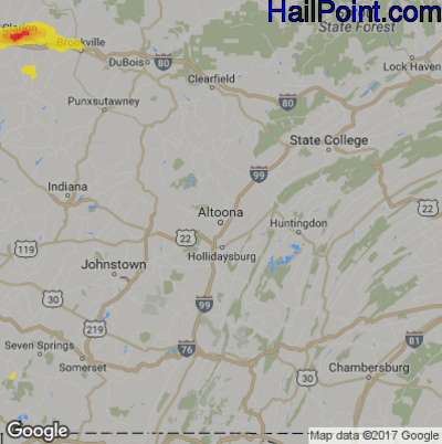 Hail Map for Altoona, PA Region on May 28, 2017