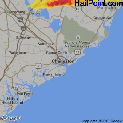 Hail Map for Charleston, SC Region on May 30, 2017 