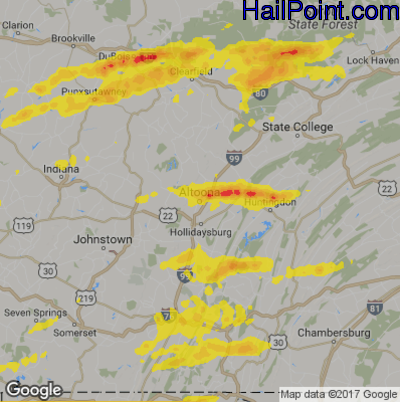 Hail Map for Altoona, PA Region on May 30, 2017