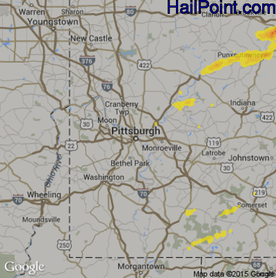 Hail Map for Pittsburgh, PA Region on May 30, 2017