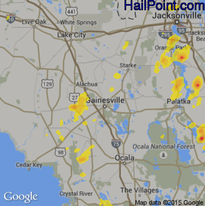 Hail Map for Gainesville, FL Region on May 30, 2017