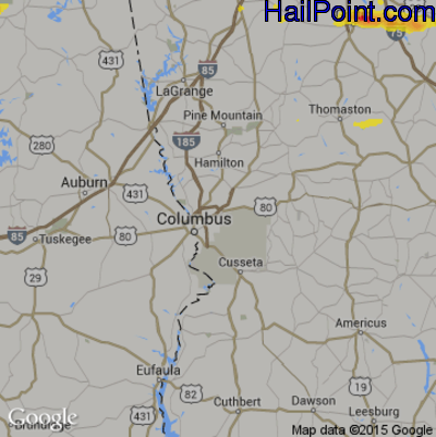 Hail Map for Columbus, GA Region on May 30, 2017