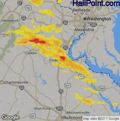 Hail Map for Fredericksburg, VA Region on May 30, 2017
