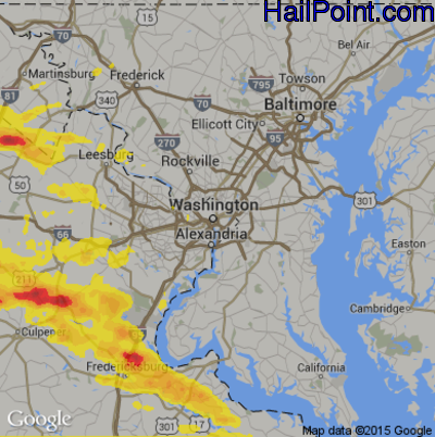 Hail Map for Washington, DC Region on May 30, 2017