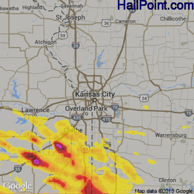 Hail Map for Kansas City, MO Region on May 30, 2017
