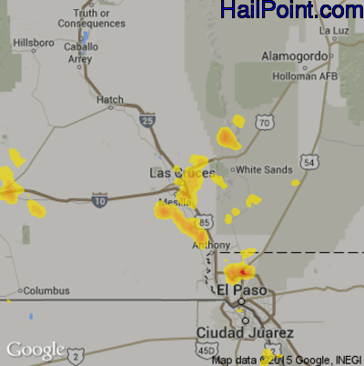 Hail Map for Las Cruces, NM Region on May 31, 2017