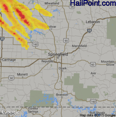 Hail Map for Springfield, MO Region on May 31, 2017