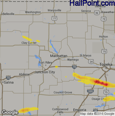 Hail Map for Mahhattan, KS Region on May 31, 2017