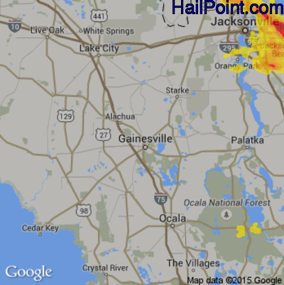 Hail Map for Gainesville, FL Region on May 31, 2017