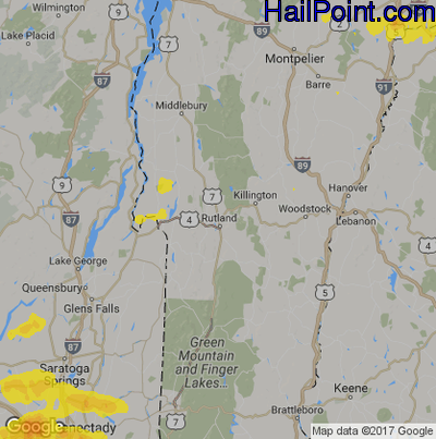 Hail Map for Rutland, VT Region on May 31, 2017