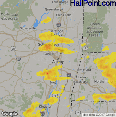Hail Map for Albany, NY Region on May 31, 2017