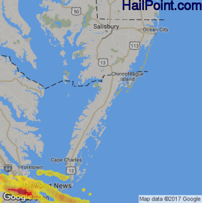 Hail Map for Parksley, DE Region on May 31, 2017