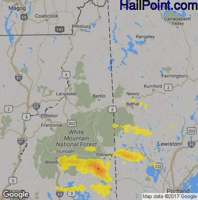 Hail Map for Berlin, NH Region on May 31, 2017