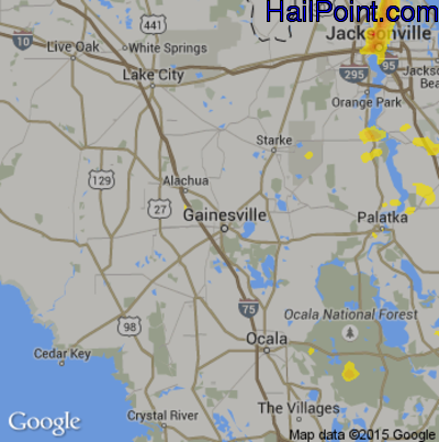 Hail Map for Gainesville, FL Region on June 1, 2017 