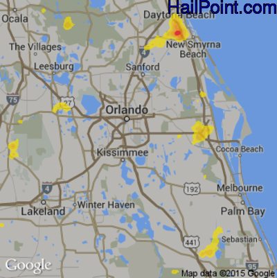 Hail Map for Orlando, FL Region on June 1, 2017