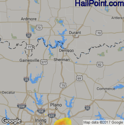 Hail Map for Sherman, TX Region on June 2, 2017