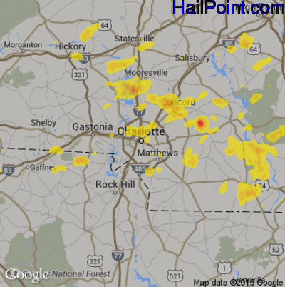 Hail Map for Charlotte, NC Region on June 4, 2017