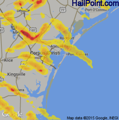 Hail Map for Corpus Christi, TX Region on June 4, 2017