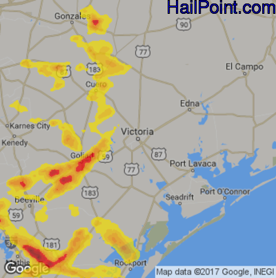 Hail Map for Victoria, TX Region on June 4, 2017 