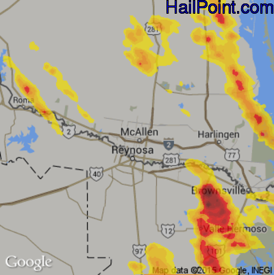 Hail Map for McAllen, TX Region on June 5, 2017