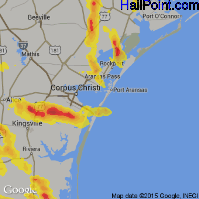 Hail Map for Corpus Christi, TX Region on June 5, 2017
