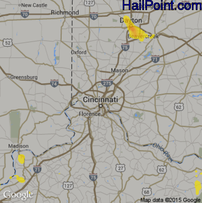 Hail Map for Cincinnati, OH Region on June 5, 2017