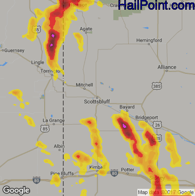 Hail Map for Scottsbluff, NE Region on June 7, 2017