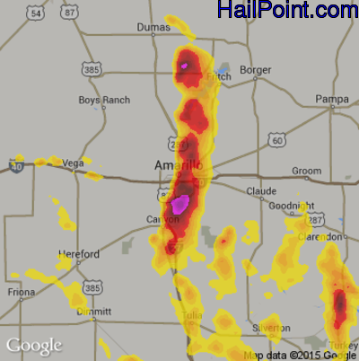 Hail Map for Amarillo, TX Region on June 8, 2017