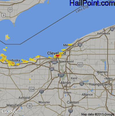 Hail Map for Cleveland, OH Region on June 9, 2017