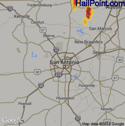 Hail Map for San Antonio, TX Region on June 10, 2017
