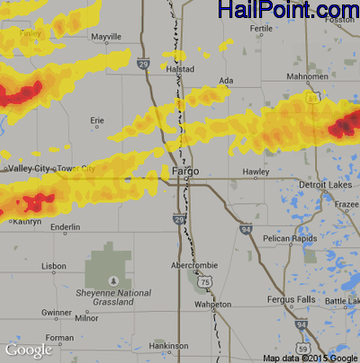Hail Map for Fargo, ND Region on June 10, 2017 