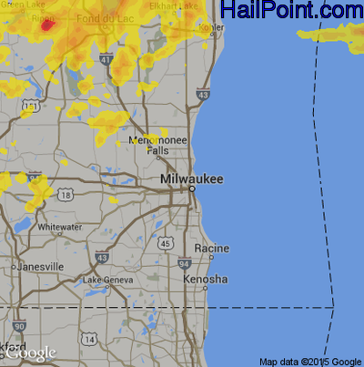 Hail Map for Milwaukee, WI Region on June 12, 2017 