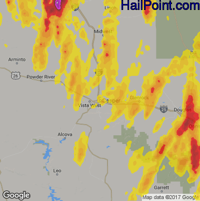 Hail Map for Casper, WY Region on June 12, 2017