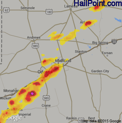 Hail Map for Midland, TX Region on June 12, 2017 