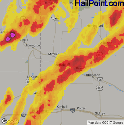 Hail Map for Scottsbluff, NE Region on June 12, 2017