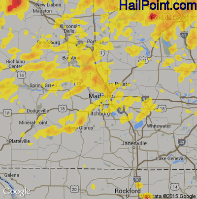 Hail Map for Madison, WI Region on June 12, 2017